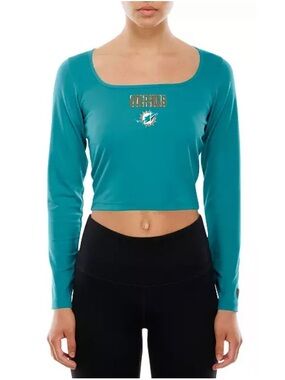New Era Miami Dolphins Turquoise Fitted Square Neck Long Sleeve T-Shirt